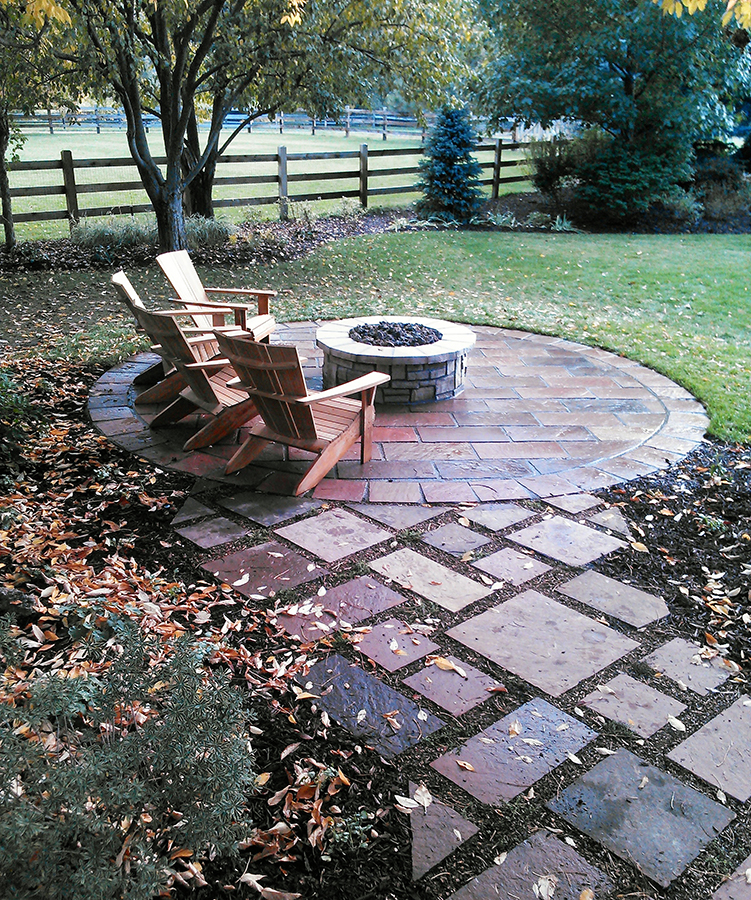 fire pit with adirondack chairs